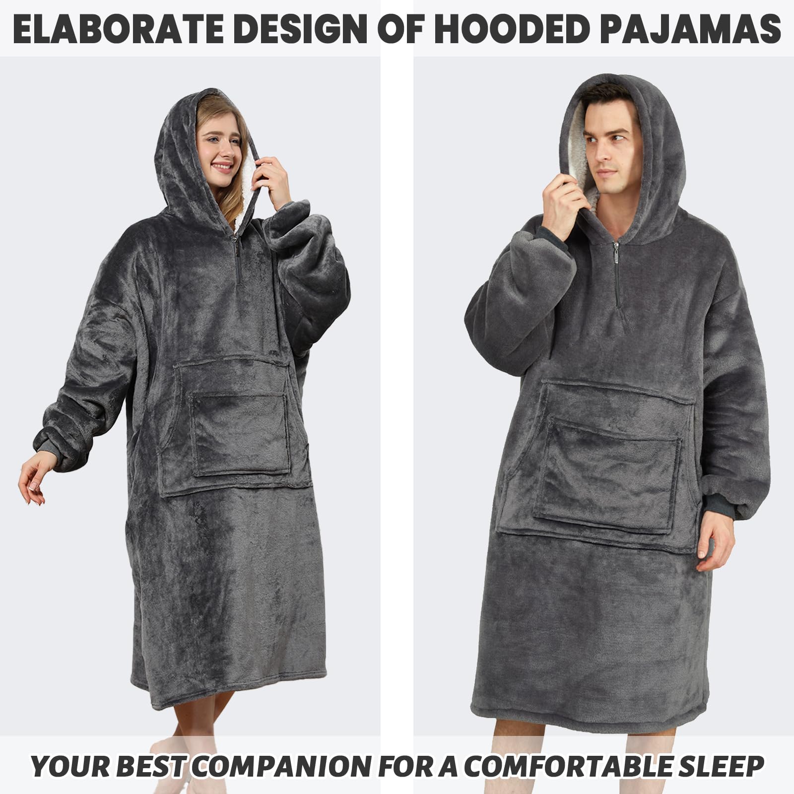 Couverture a Capuche Femme Homme,Pull Plaid Douce et Chaude, Avec Capuche et Poches Coral Velvet Sweat Plaid Femme,Taille Unique Automne Hiver pour Adulte et Homme