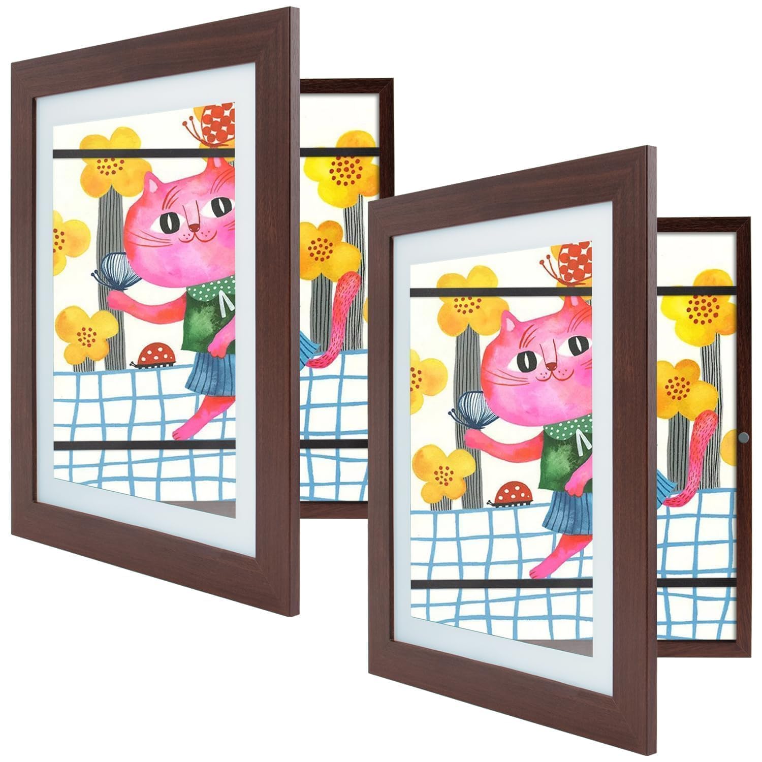 2 Pack 10x12.5 Front-Opening Kids Artwork Frames Changeable (Walnut)