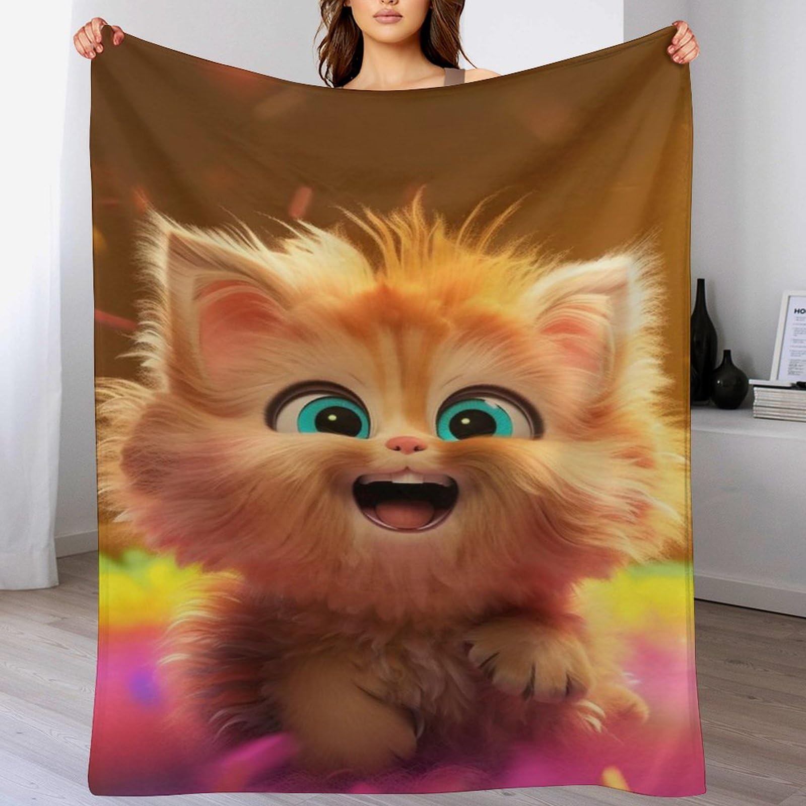 Couverture polaire chat en flanelle de qualité supérieure pour lit et sofa