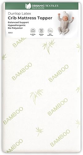ORGANIC TEXTILES Cubrecolchón orgánico para cuna de bebé, látex de 2 pulgadas para estándar (52 x 28 pulgadas), funda de bambú derivado de rayón,