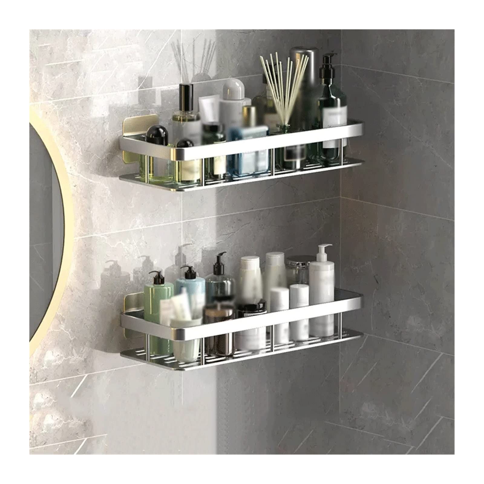 TXGJWRA Shower Caddy Storage Rack Toilet Washstand Double Layer Simple Storage Rack Kitchen Counter Metal Storage Rack Wall