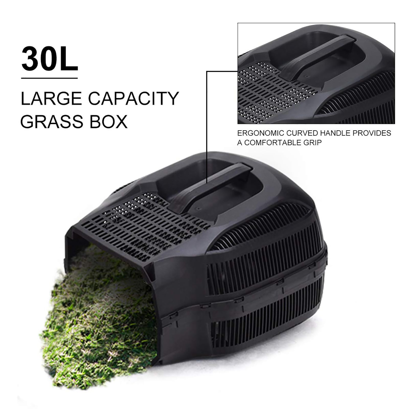 FfiMe Cortacésped eléctrico, 1200 W, Caja de césped Grande de 30 L, Ancho de Corte de 32 cm, 3 Alturas de Corte Ajustables (28-68 mm), Plegable para Almacenamiento, para Jardines, Patios, Granjas