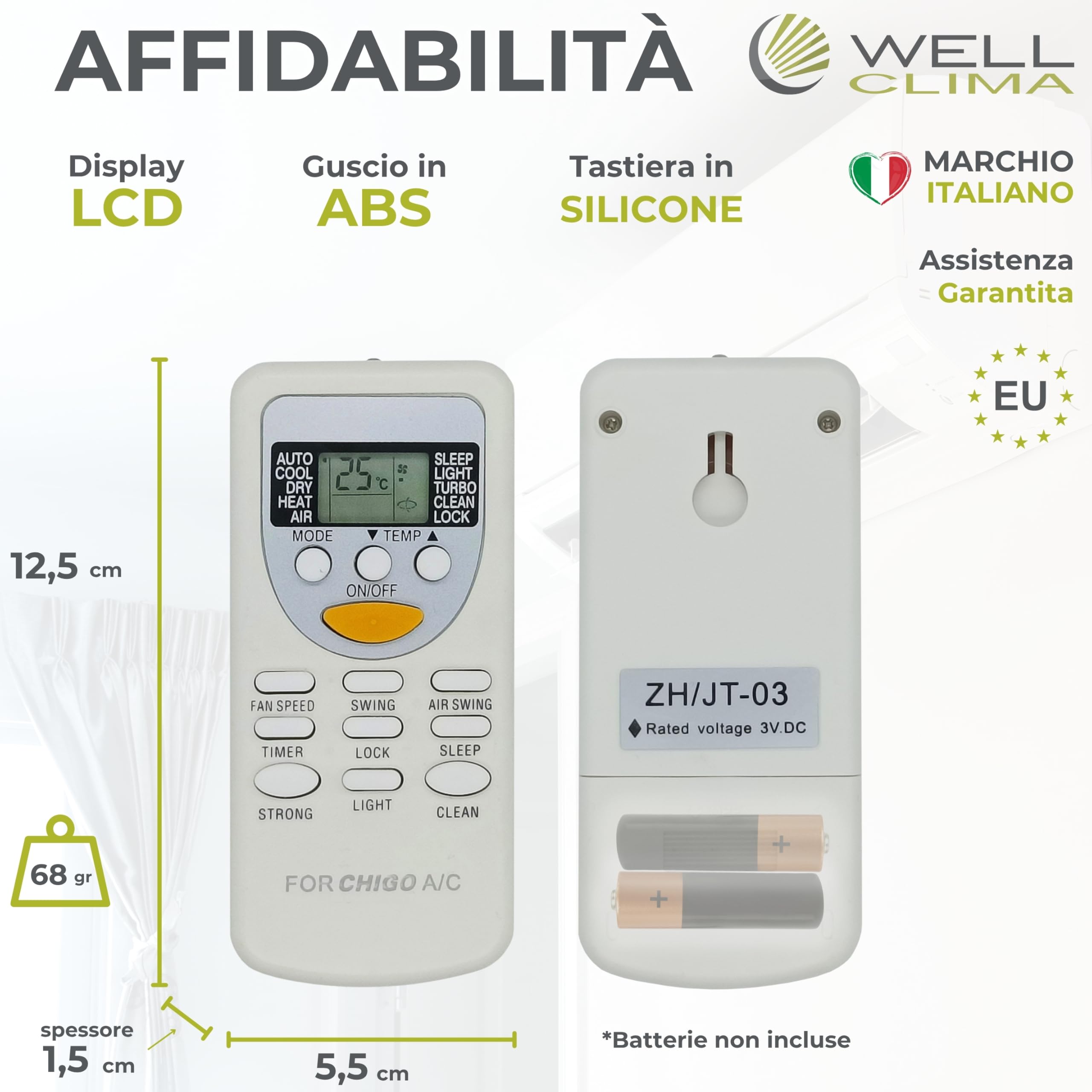 Wellclima® Telecomando di Ricambio per ZH/JT-01 e ZH/JT-03 – Compatibile solo con lo stesso modello dei marchi: Akai, Beko, Vaillant, Zephir, Bent e altri – Verifica compatibilità nelle immagini