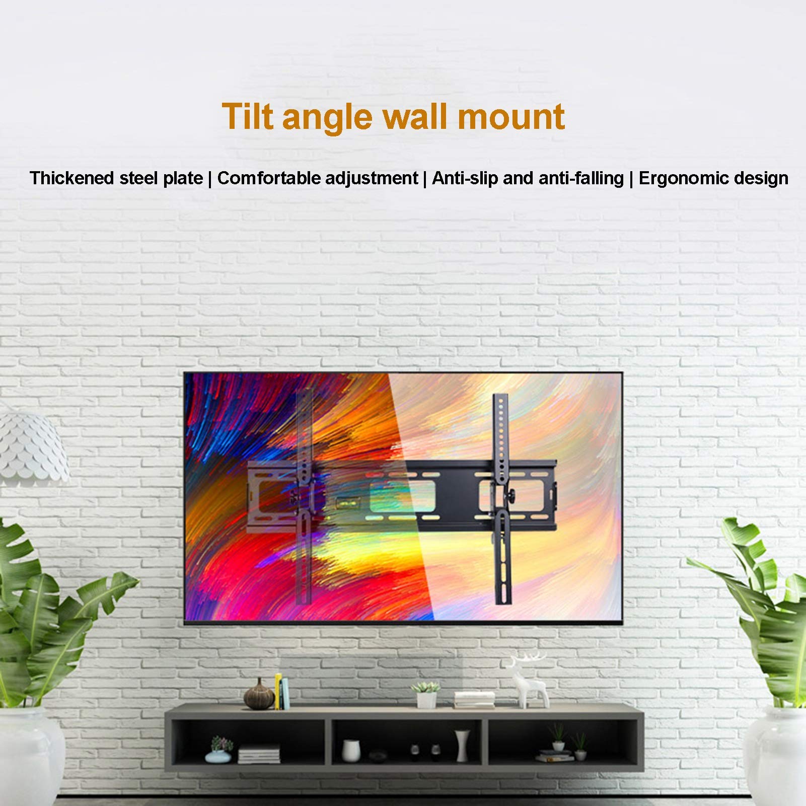 LIU- Soporte De Pared Inclinable for TV for La Mayoría De Televisores LED LCD Planos Curvos De 32-70 Pulgadas, VESA Máximo 600x400 Mm Soporta hasta 55 Kg