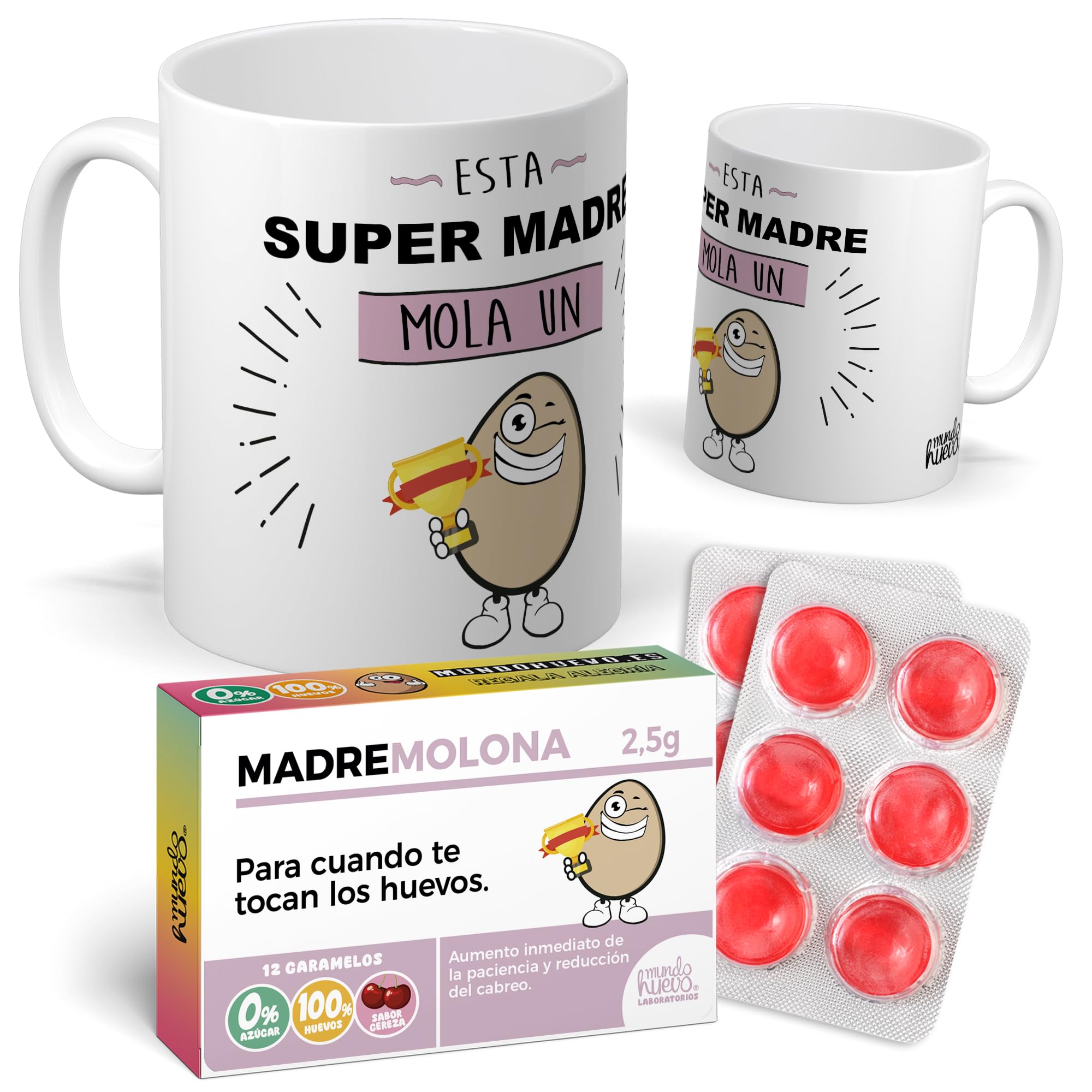 mundohuevo Taza Regalo Mamá | Taza de Cerámica + Caramelo de Mamá | Aunque a Veces ladres Eres el Mejor Padre | Detalle Original para Madres | Regalo Divertido — view 15