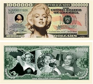 Marilyn Monroe Million Dollar Bill With Bill Protector