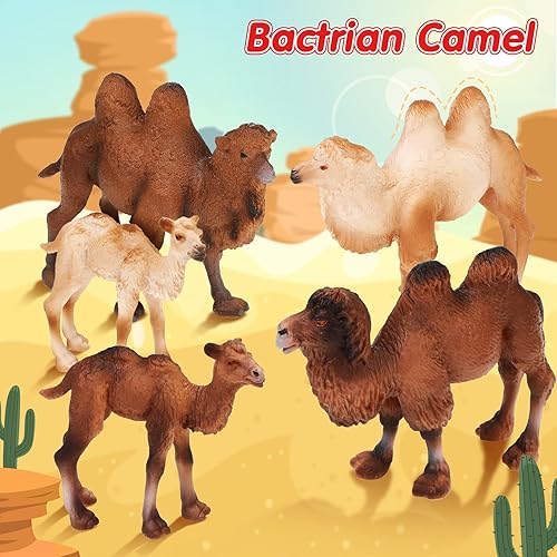 Miniatura 3 de Supervitae 8 piezas de juguetes de camello grandes figuras de plástico de gran tamaño salvaje árabe camello dromedario juguete desierto figuras de