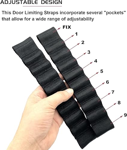 Miniatura 3 de Correa de puerta de repuesto para Jeep Wrangler TJ JK JL CJ YJ JKU y accesorios ilimitados  Resistente fuerte ajustable limitación correas de puerta