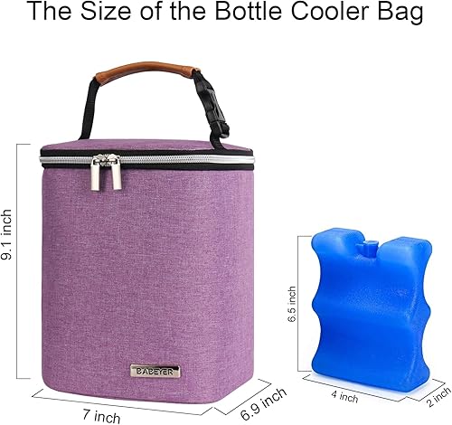 Miniatura 5 de Bolsa enfriadora de leche materna con bolsa de hielo para 4 biberones de hasta 9 onzas, bolsa para biberones ideal para madres lactantes, color