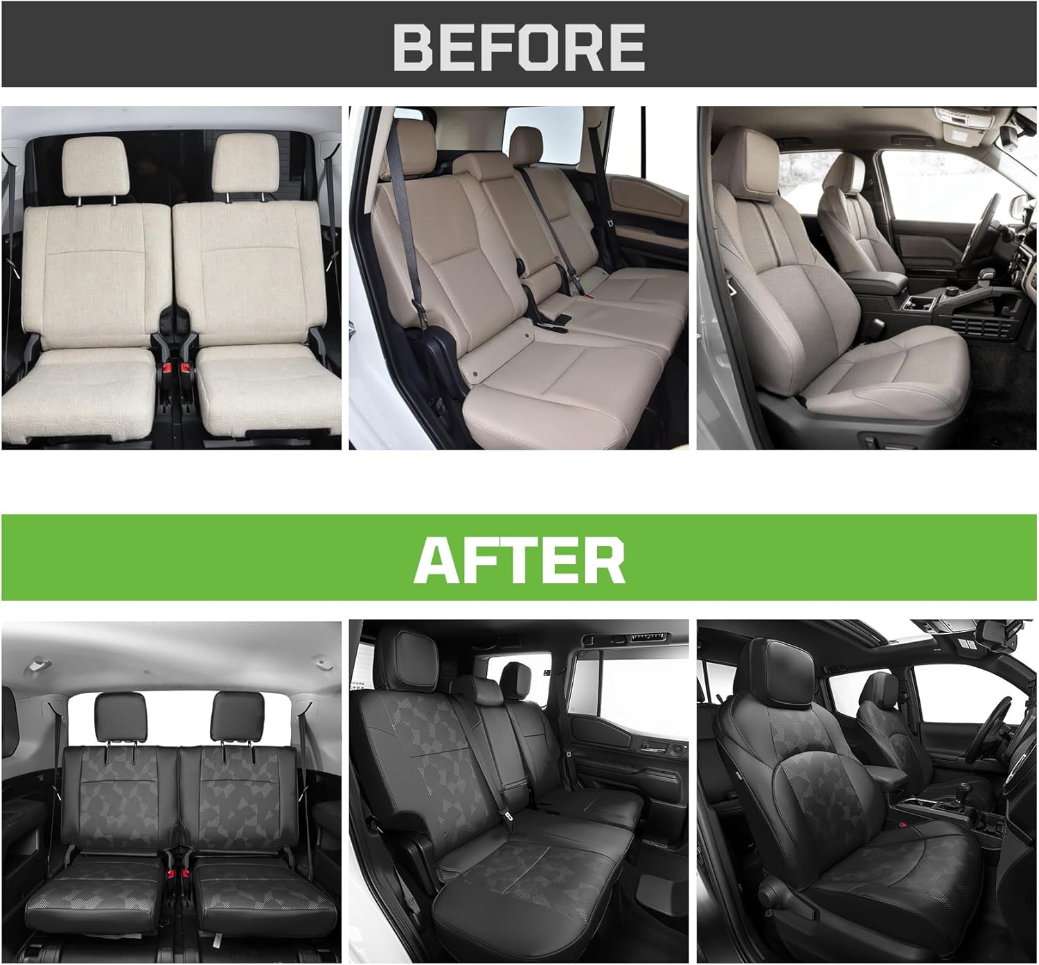 Fit for Toyota 4Runner 2025-2026 (6th) Car Seat Covers ,Custom Automotive Seat Covers Full Set-Front,Second & Third 7-Seat Car Seat Protector,Luxury Leather Seat Covers for SUV (3-Row,7 Seats -Black)