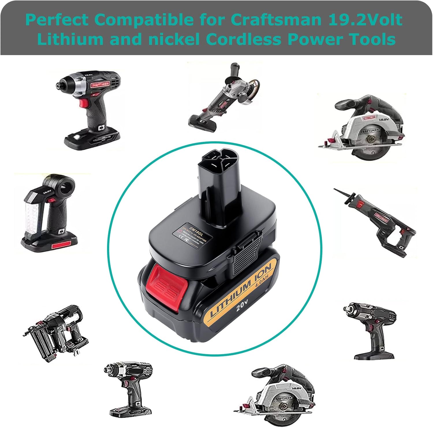 DM18GL Battery Adapter for Milwaukee 18V and for DeWalt 18V Lithium Battery Convert to only for Craftsman 19.2 Volt Battery（Can't for 20V Battery