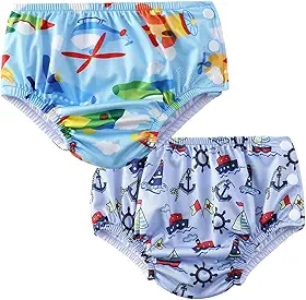 Acqua di Mare kit c/2 Sunga com Fralda Reutilizável de Piscina para Bebê Menino 6 a 24 meses