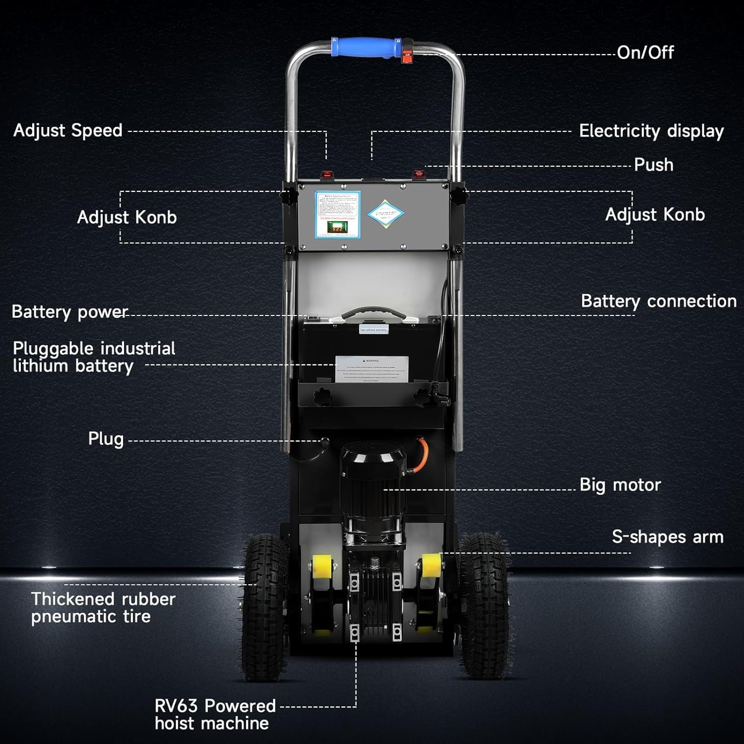 Afitdon Carrello elettrico da 1250 W, scaletta elettrica con capacità di carico di 900 lbs, scale e discese, salire le scale pesanti con corda di sicurezza e pompa ad aria per il trasporto di mobili