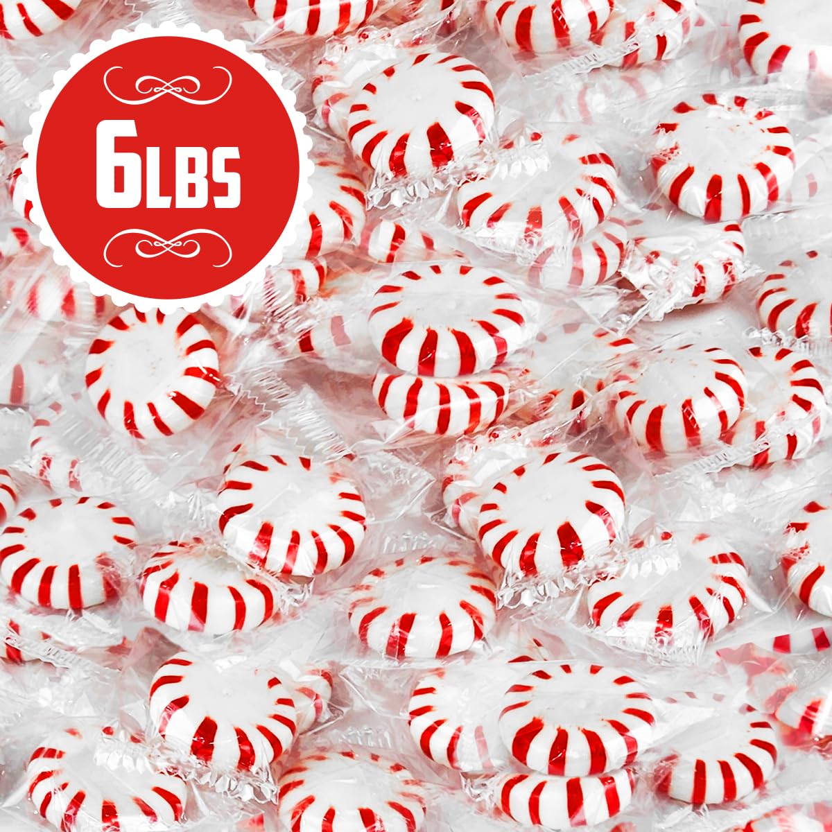 Starlight Peppermints Individually Wrapped Candy, 6 Pound Bulk Pack, Sweets for On the Go Refreshment, Perfect Peppermint Candy for Office.