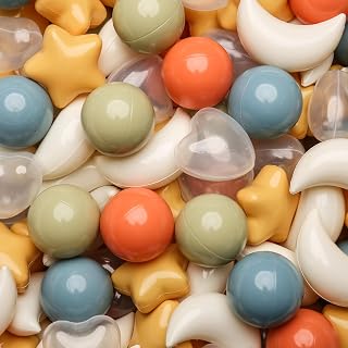 TRENDPLAY Star Ball Pit Balls Set: Vibrant Mix of Shapes - 50 100 200 500 Mix Stars Moon Shapes for Kids, Perfect for Parties, Playtime