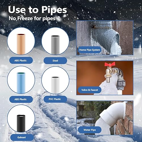 Miniatura 5 de Pipe Heating Cable 6FT (3FT-200FT) for Metal & Plastic Water Pipes - Freeze Protection up to -40°F, 5W/FT 120V Heat Tape to Keep Water Flowing