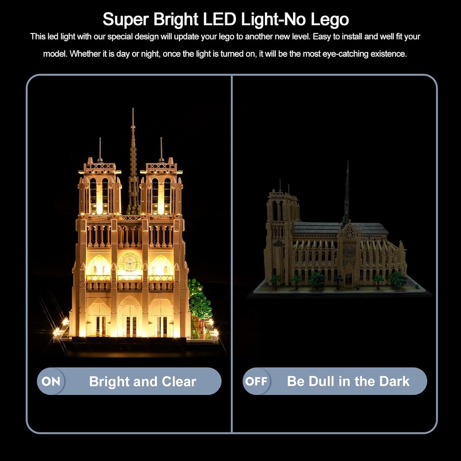 BrickBling LED Lighting Compatible with Lego Architecture Notre-Dame de Paris 21061, Compatible with Lego Notre Dame Cathedral, No Bricks Included (RC Version Light)
