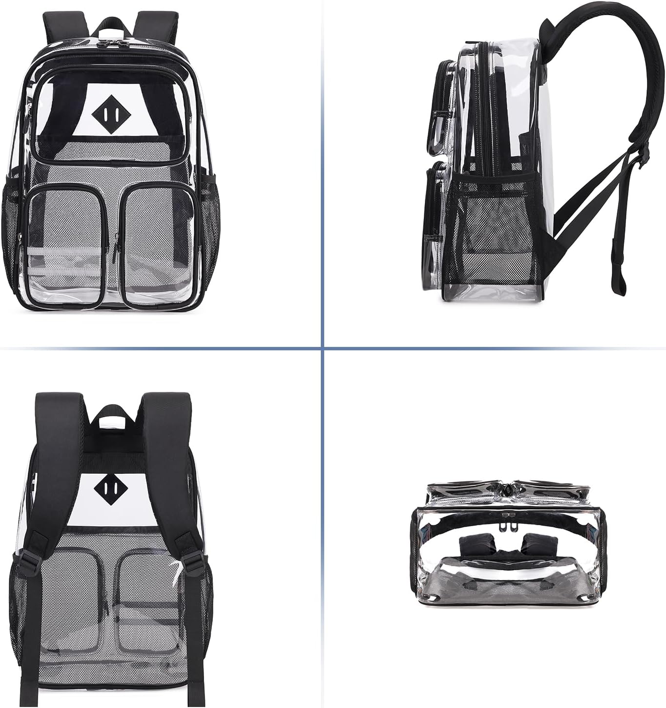 Clear Backpack Heavy Duty PVC Clear Bookbag for School Stadium Events Transparent Back Pack Girls Boys, Black - Image 9