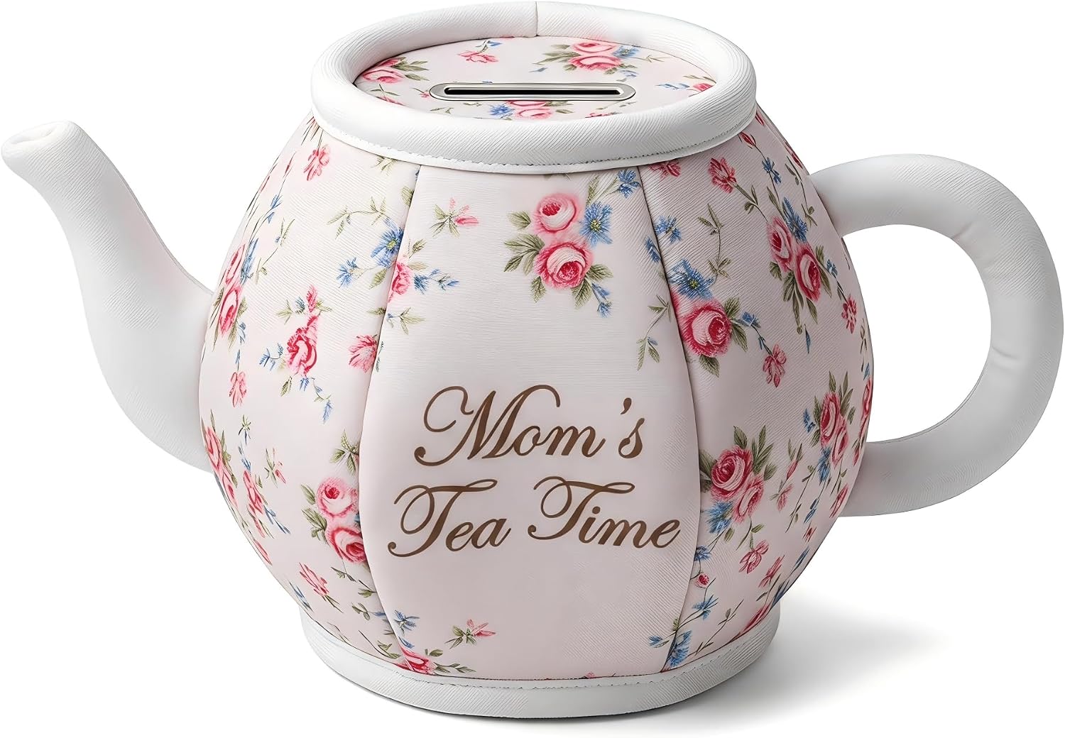 Personalized Vintage Floral Teapot Fabric Tissue Box Cover, Shabby Chic Decor Tissue Holder, Custom Gift for Mom Grandma Kitchen Bathroom Decor