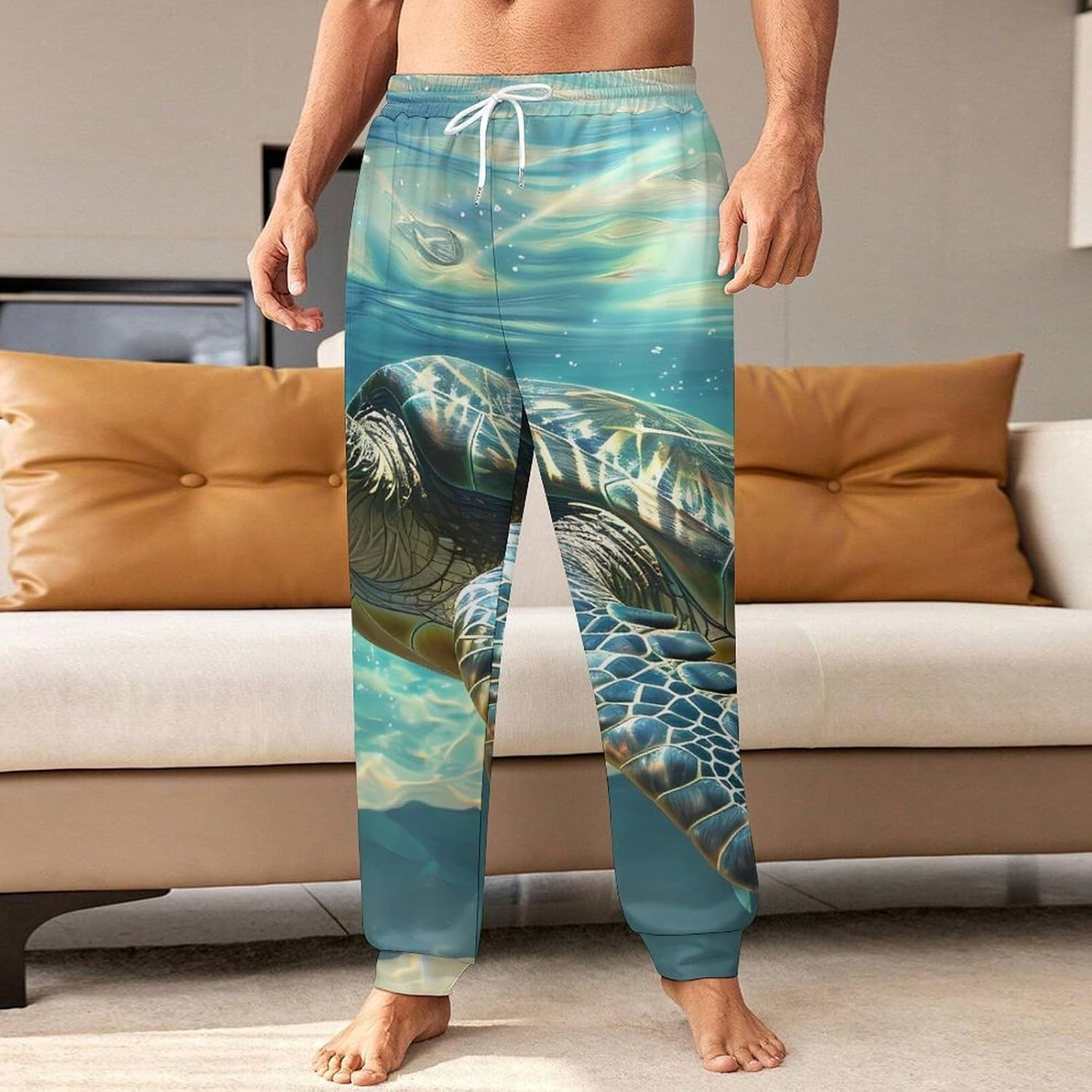 Sea Turtle Swimming in Ocean Men Pants Lightweight Sweatpants Joggers Pant 4XL