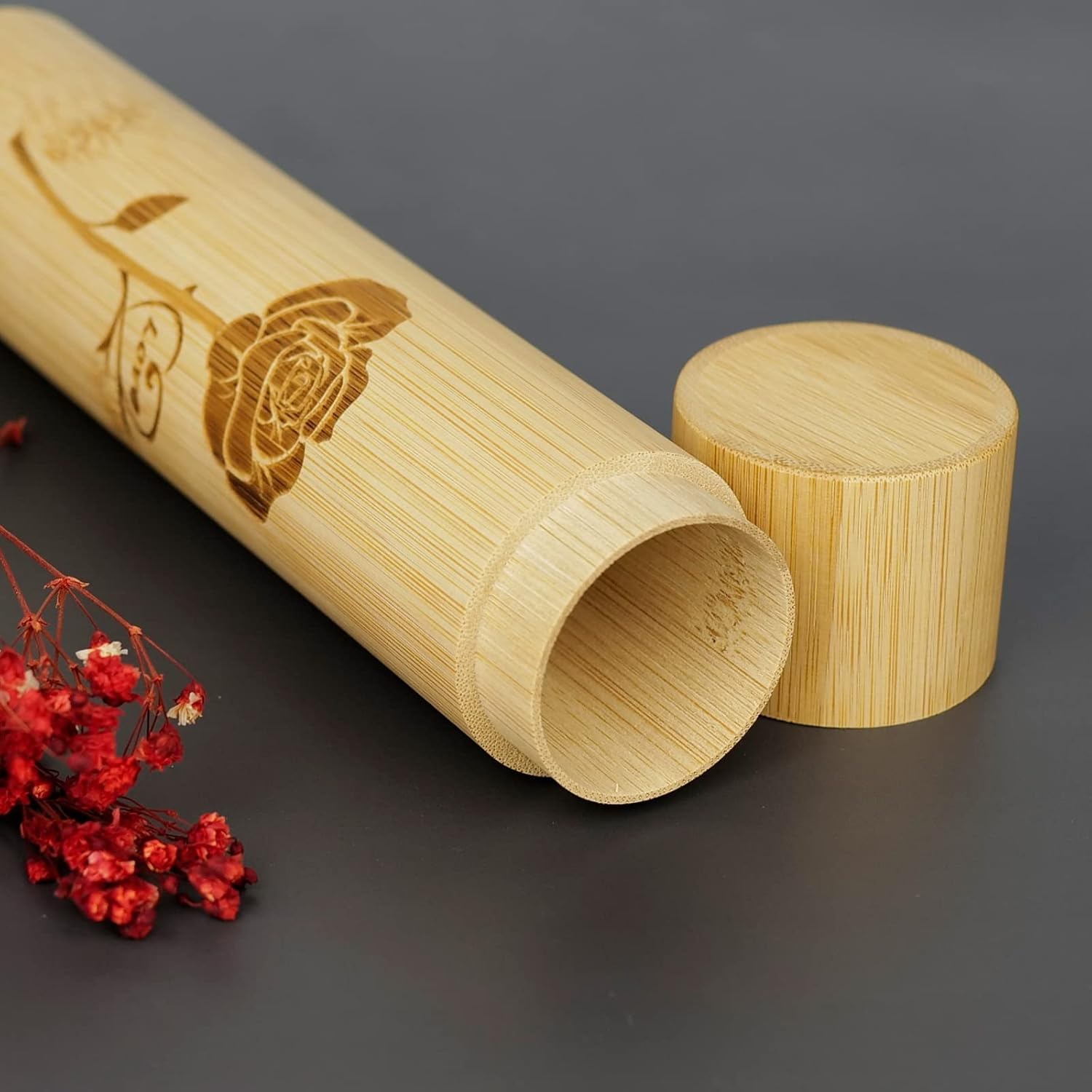 Up to 220 lbs Large Cremation Urns and Set of 4 Small Bamboo Scattering Urns for Adult Male Female Human Ashes, Decorative Urn and Spreading Ashes Urn Tube with Velvet Bag(Rose of Love)