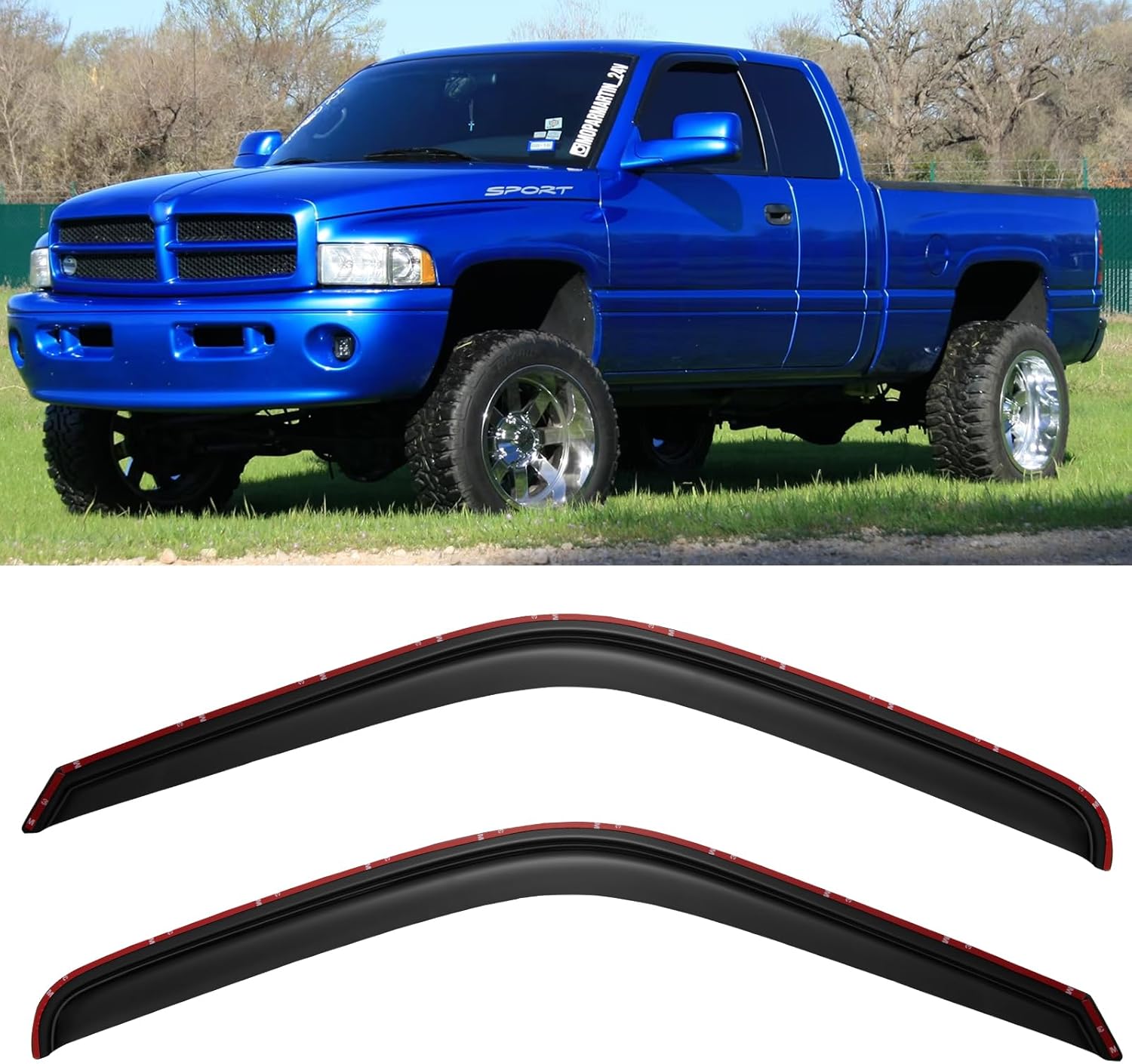 Window Rain Guards for 1994-2001 Dodge Ram 1500, Window Shield Vent Shades Rain Visors Guards Wind Deflectors for 1994-2002 Ram 2500 3500, Regular Cab Window Visors 1994-2001 ram 1500-regular cab