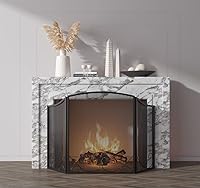 Vista 5 de Lizh Metalwork - Pantalla de chimenea de hierro forjado de 3 paneles, 48 pulgadas de largo x 29 pulgadas de alto, protector de chispas con diseño