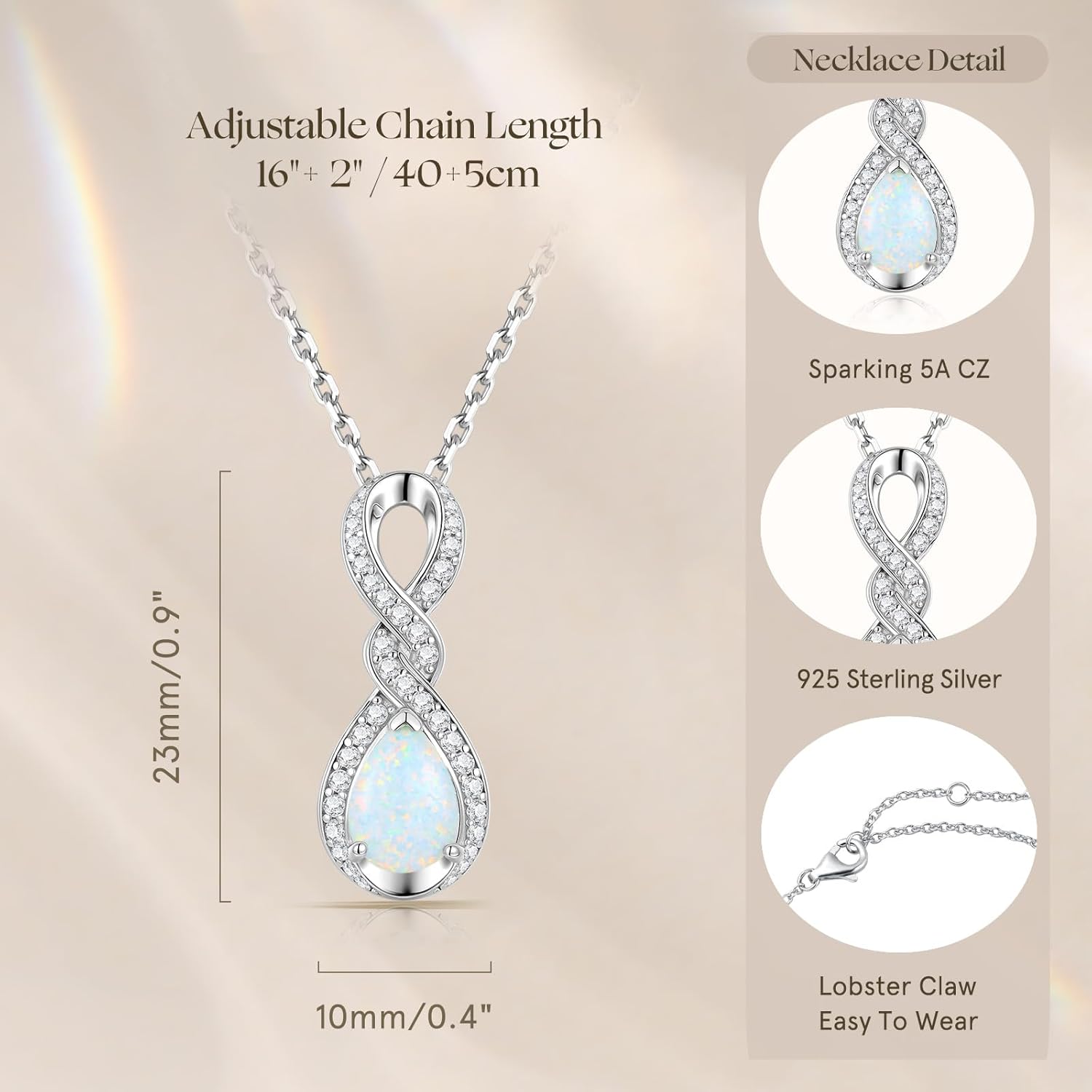 FANCIME Valentines Day Gifts Infinity Embrace Birthstone Necklaces for Women Fine Jewelry Sterling Silver Dainty Infinity Pendant Anniversary Birthday Gifts for Her Wife Women Mom Daughter - Image 5