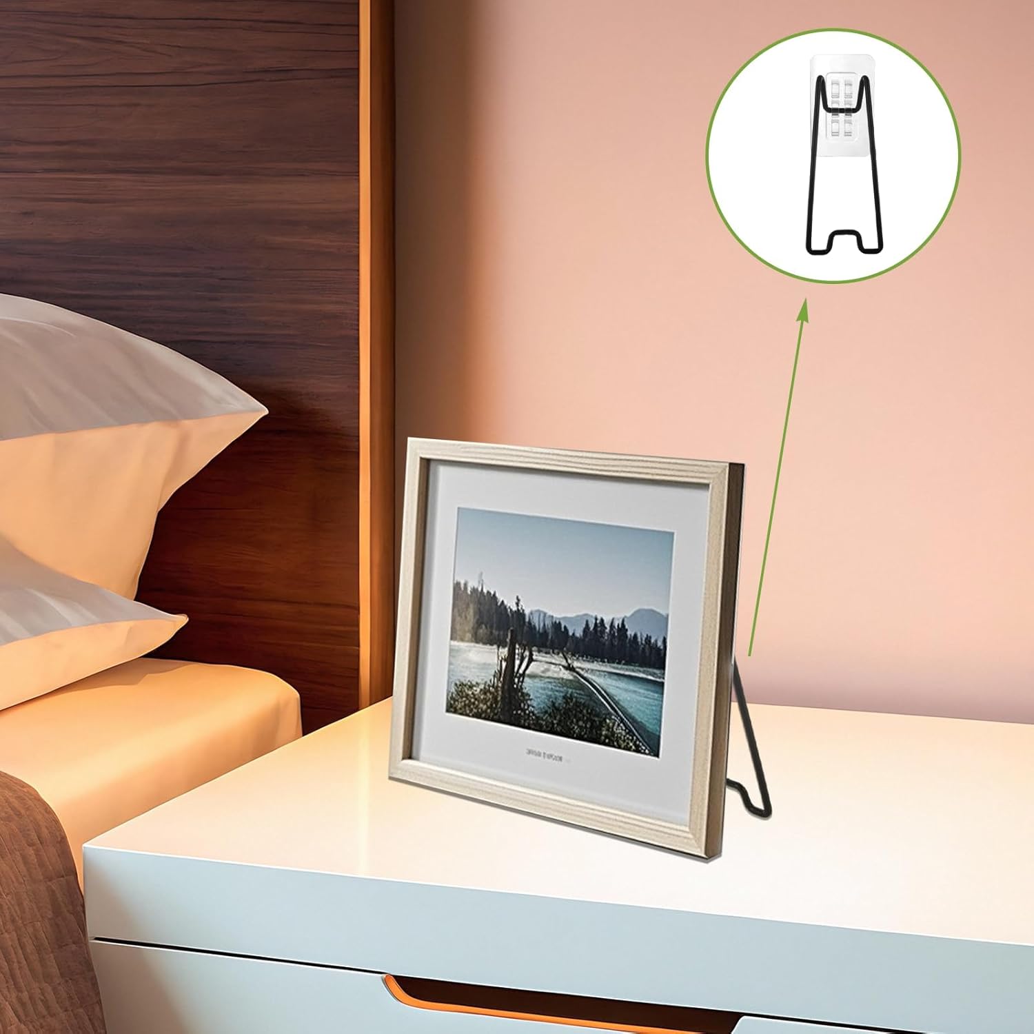 12 Pcs Adjustable Picture Frame Bracket Stainless Steel Picture Frame Easel Backs with Self-Adhesive for Picture Frame 5.9 to 10.2 inch(Black, 5.12“ x 2.17”)