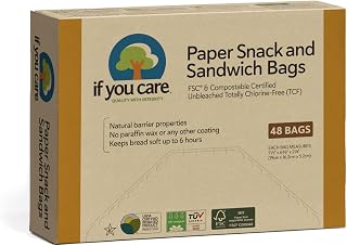 If You Care Natural Unbleached Sandwich Bags, Greaseproof Paper, 48 Count - Eco-Friendly, Chlorine-Free