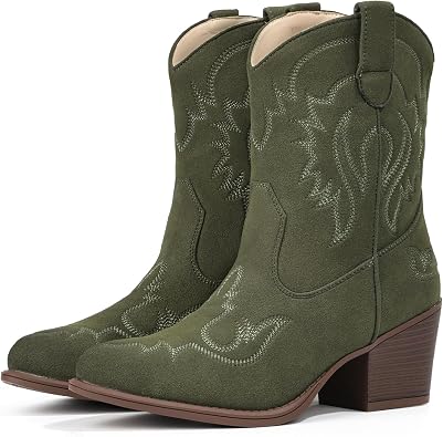 IXU Cowboy Boots for Women Ankle Cowgirl Boots Pointed Toe Western Booties