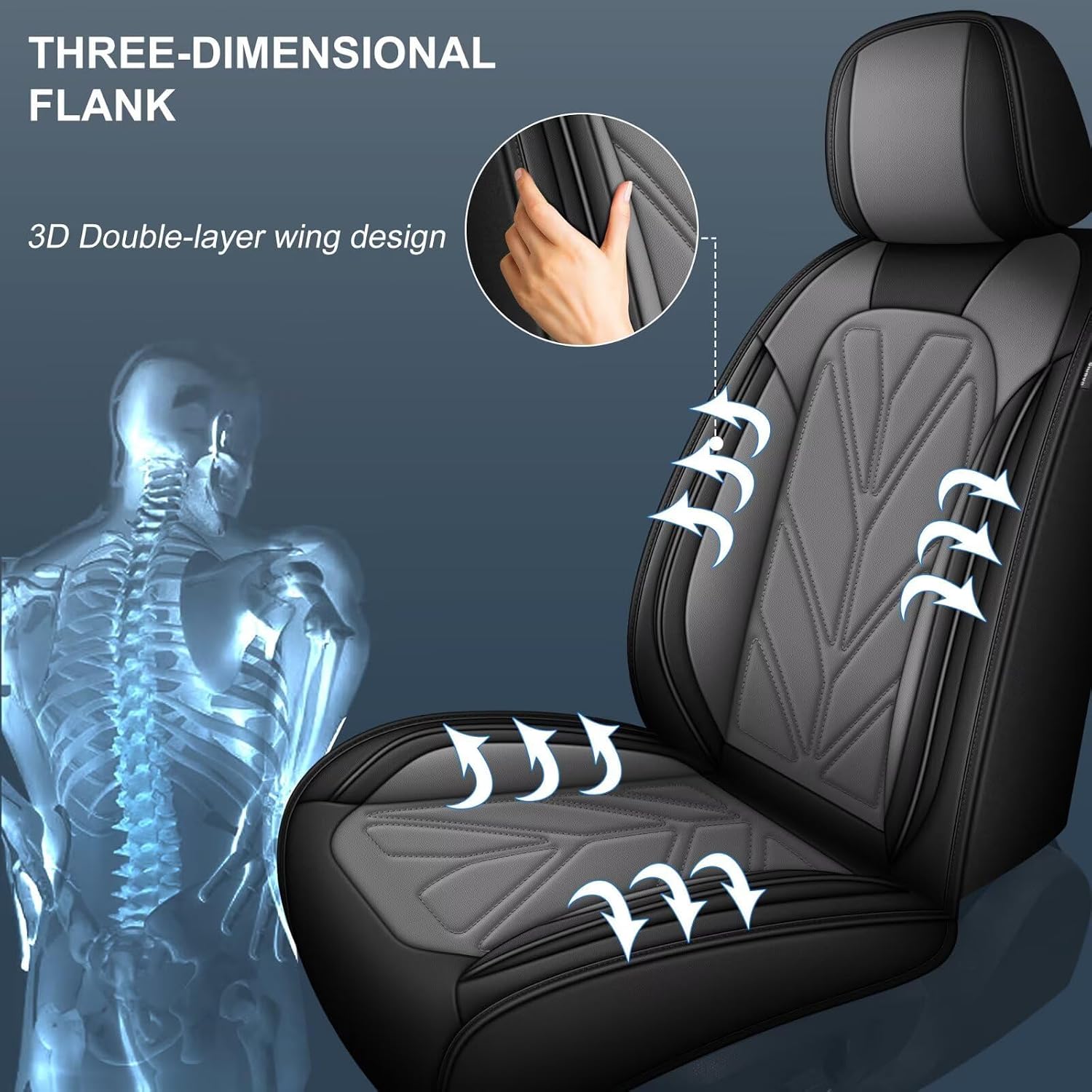 DISUTOGO Car Seat Covers Fit for Nissan Sentra 2008-2025 2026 Premium Full Coverage Leather Airbag Compatible Waterproof All Weather Seat Cushion Protector(5 Seat, Black&Grey)