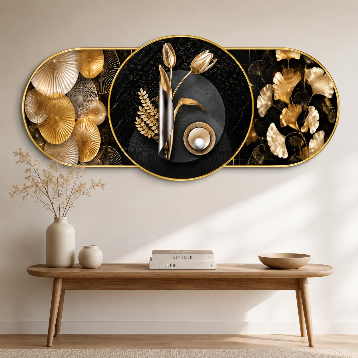 Luxury Deer Wall Painting - Black & Gold Art -12 Luxury Deer Wall Painting - Black & Gold Art -12