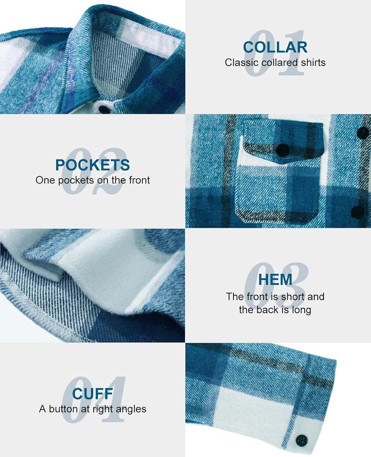 SHEJIZE Women's Casual Shacket Jacket Plaid Shirts Flannel Blouses Button-Down Shirts - Image 6