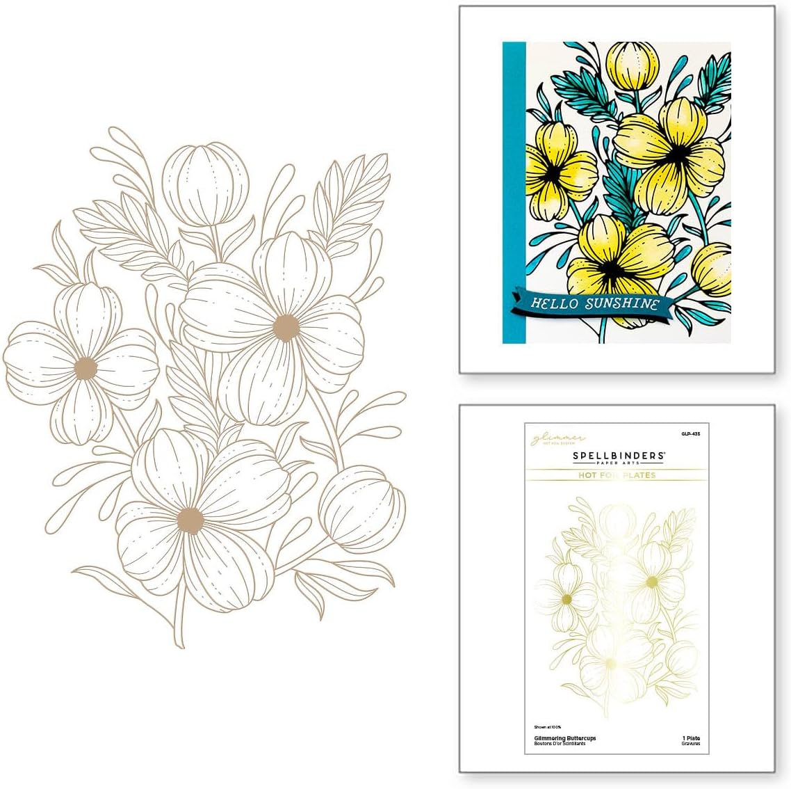 Spellbinders GLP-435 Glimmering Buttercups Glimmer Plate from The Glimmering Flowers Collection
