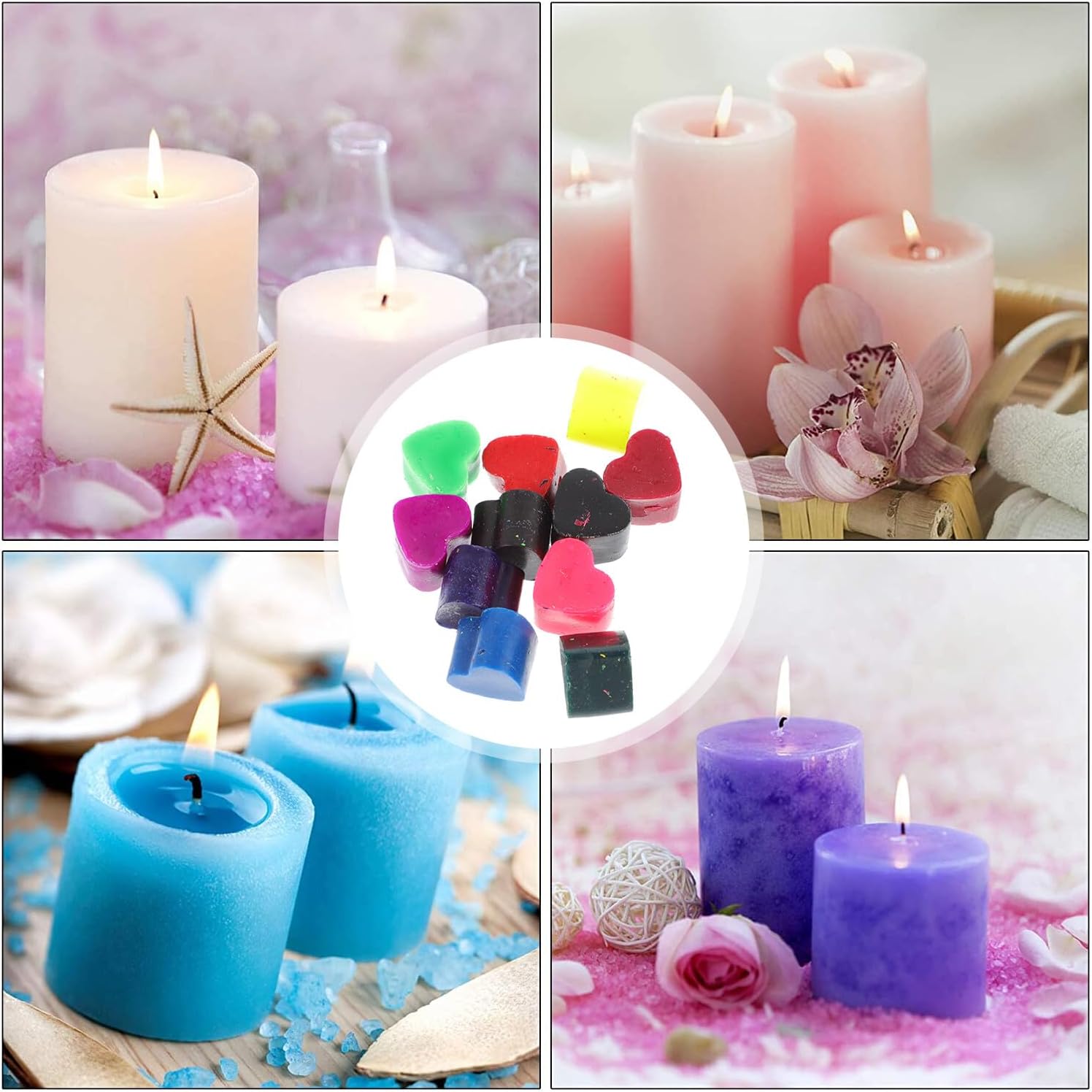 GALPADA 11pcs DIY Candle Wax Color Dyes Chips for Candle Making Soluble Wax Colorant for Paraffin Soybean Even Stirring at Non-flaking Multi-Color