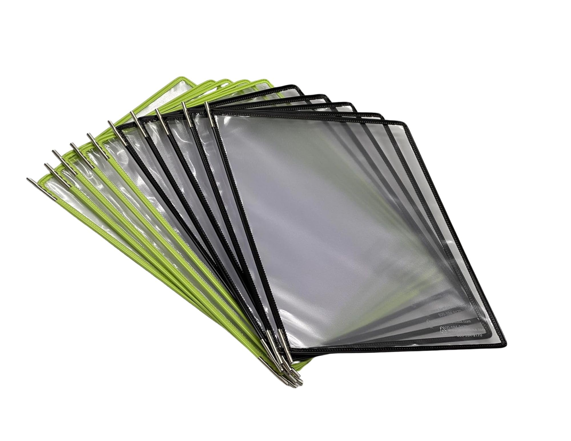 TARIFOLD WBL291 Wandhalterung, mit 10 doppelseitigen Klarsichtfächern, 20 Blatt, Grün und Schwarz