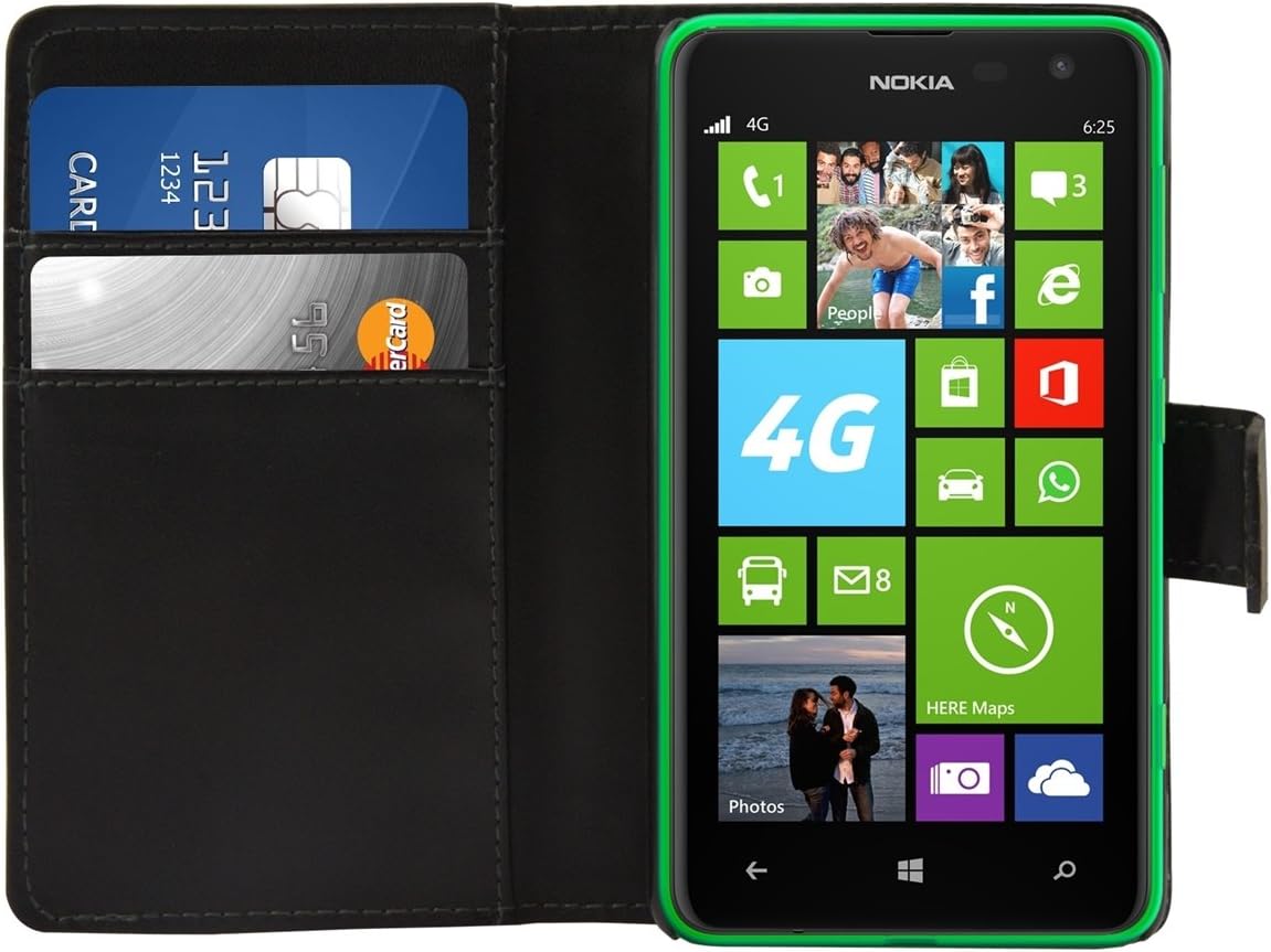 kwmobile Case Compatible with Nokia Lumia 625 - Wallet Case PU Leather Phone Cover with Card Holder Slots - Black