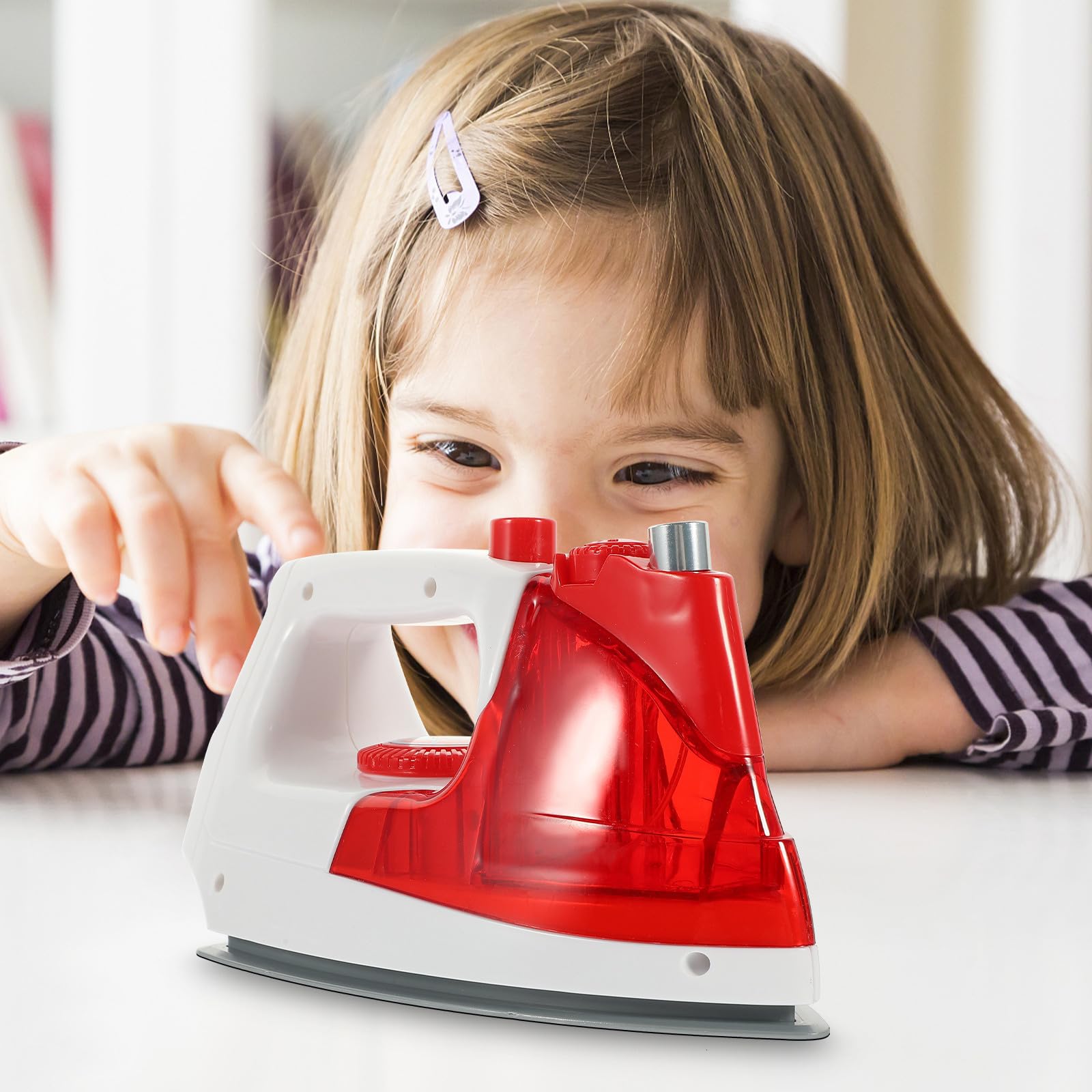 Juguete de Plancha Eléctrica de Imitación Roja para Niños, Material Abs, Diseño Adorable y Creativo para Desarrollar Habilidades y Aprendizaje