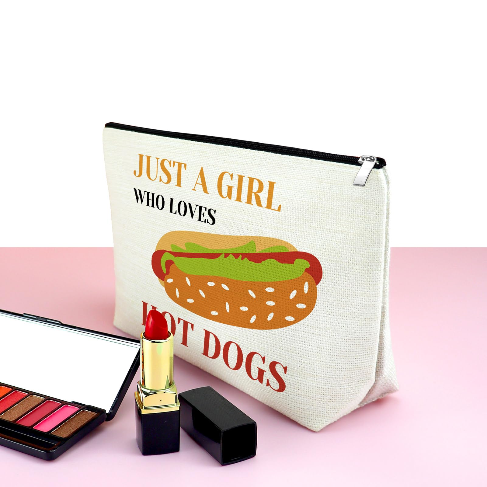 Mxrymvu Hot Dog Gifts for Women Makeup Bag Funny Hot Dogs Cosmetic Bag Food Lover Gift Christmas Birthday Present for Friend Sister Makeup Zipper Pouch