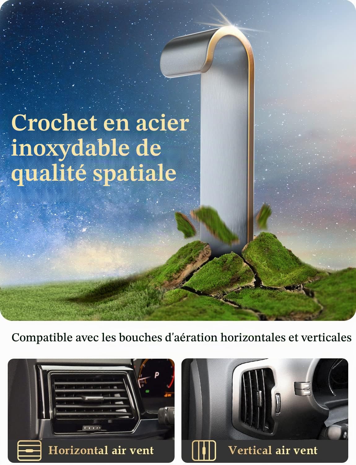 Support Telephone Voiture Porte Téléphone: [360° Rotation & Opération à Une Main] Porte Smartphone Voiture Bouche D'aération Socles de Téléphone Portable pour iPhone/Samsung/Huawei/Xiaomi-Acrylique