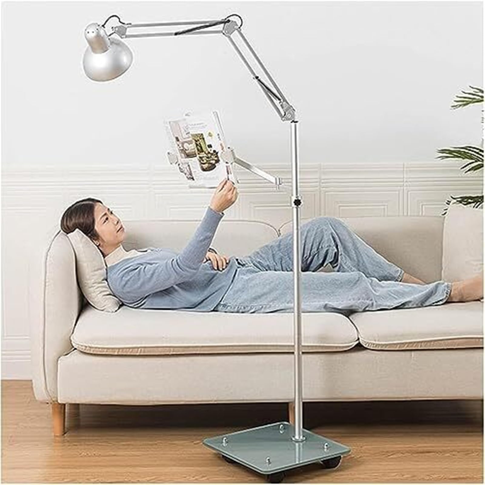 Soporte de suelo para lectura de libros Soporte para libros Altura ajustable Extra grande Atril rodante resistente con ruedas Soporte para documentos manos libres para libros de texto Recetas, revist