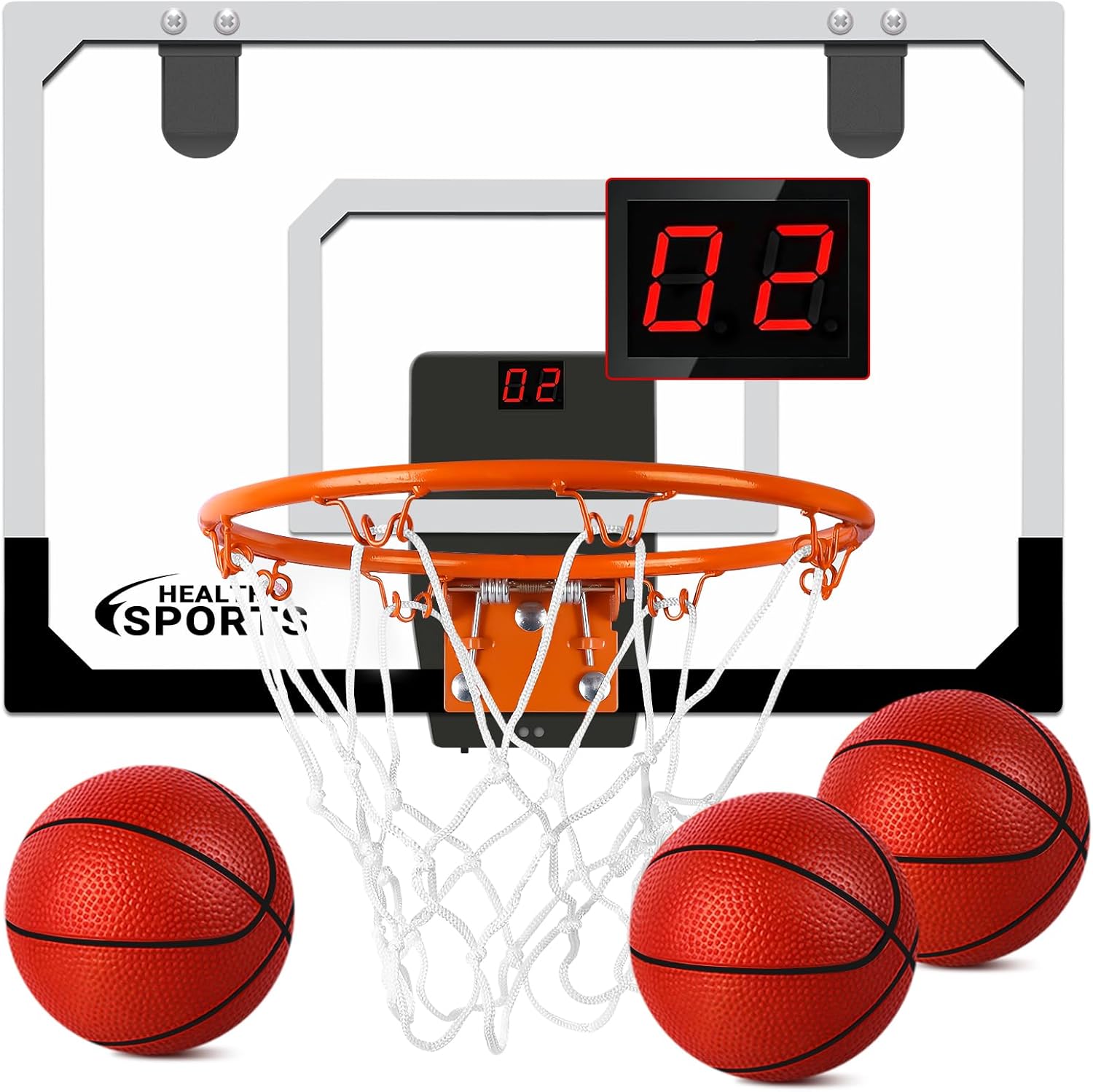 AOKESI Indoor Basketball Hoop for Room with Electronic Scoreboard - 17" x 12.5" Mini Over The Door Basketball Toys Gift for 5 6 7 8 9 10 11 12 Year Old Boys, Men and Adults