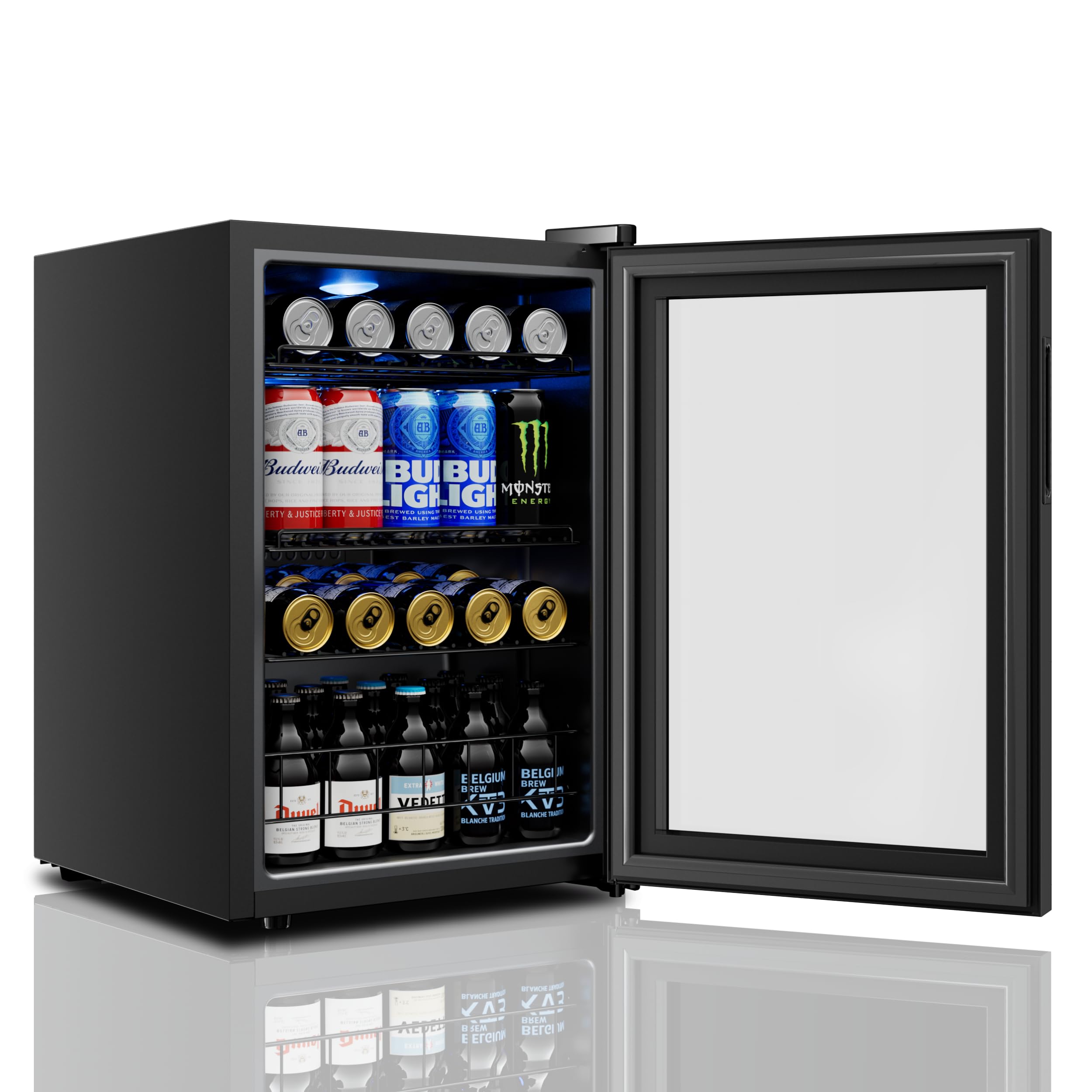 Yeego Beverage Refrigerator Cooler, 85 Cans Drink Mini Fridge with Glass Door for Soda Beer or Wine, Beverage Cooler with 34°F-54°F Digital Temperature Control for Home, Office, Bar