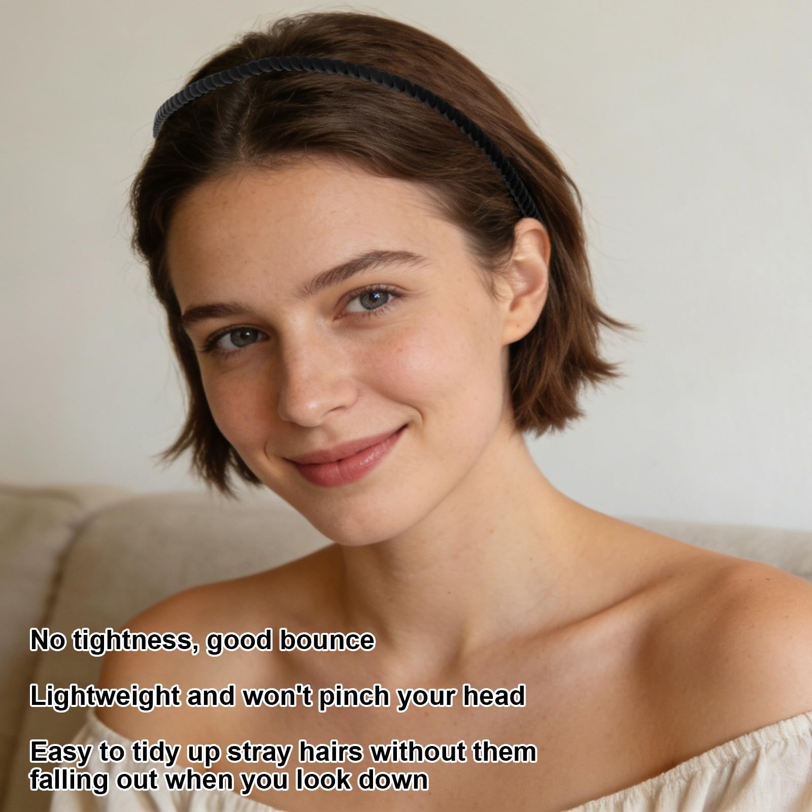 4pcs Non-Slip Headband with Teeth, Resin Plastic Head Band Comfortable Tooth Comb Hairbands Fashion Hair Accessories for Women Home Work Commuting & Daily Wear (4 Colors) - 5