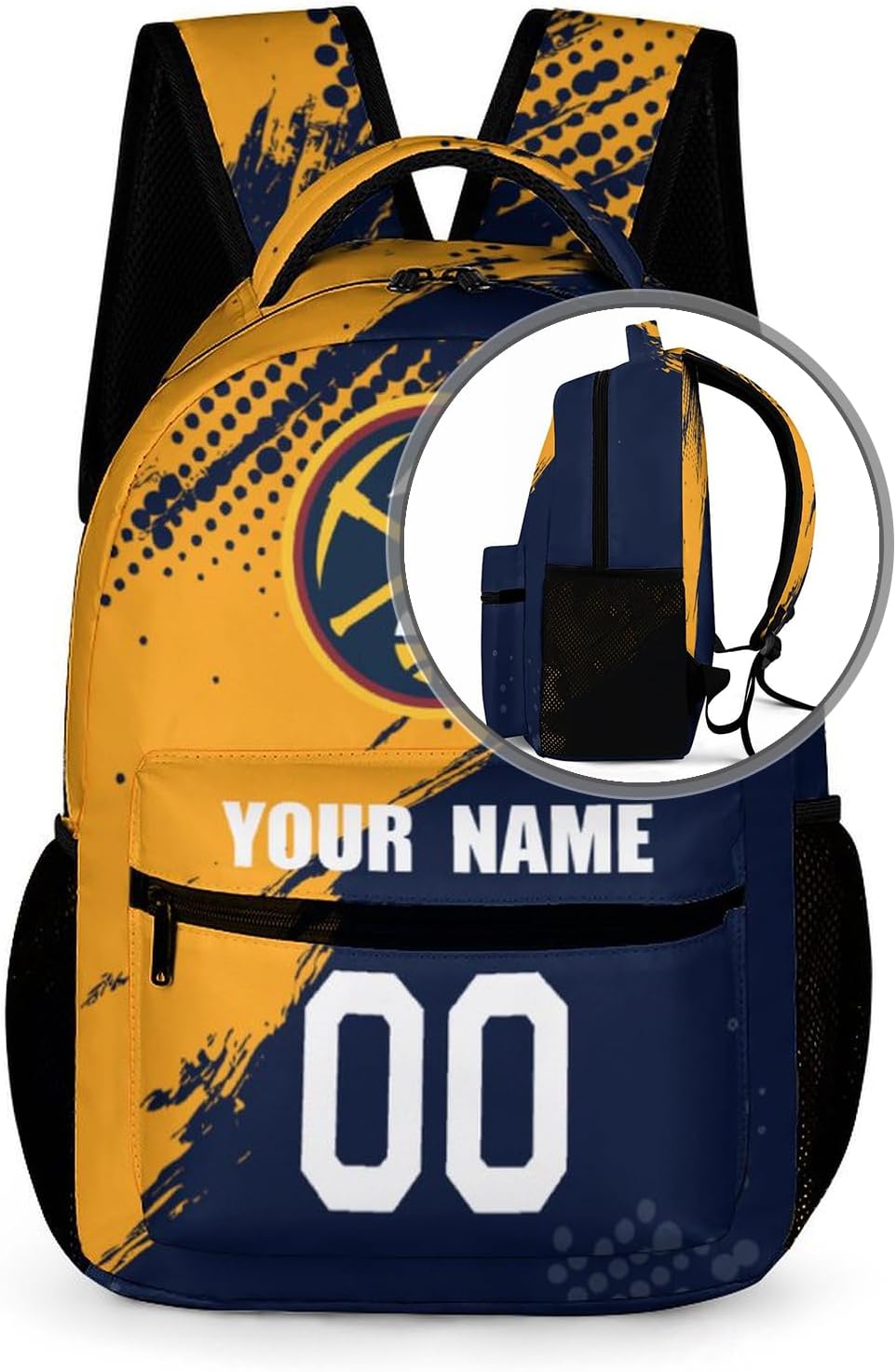 Custom School Backpack High Capacity Student Bag Basketball City Gifts for Kids Backpack Men Women, Add Name & Number