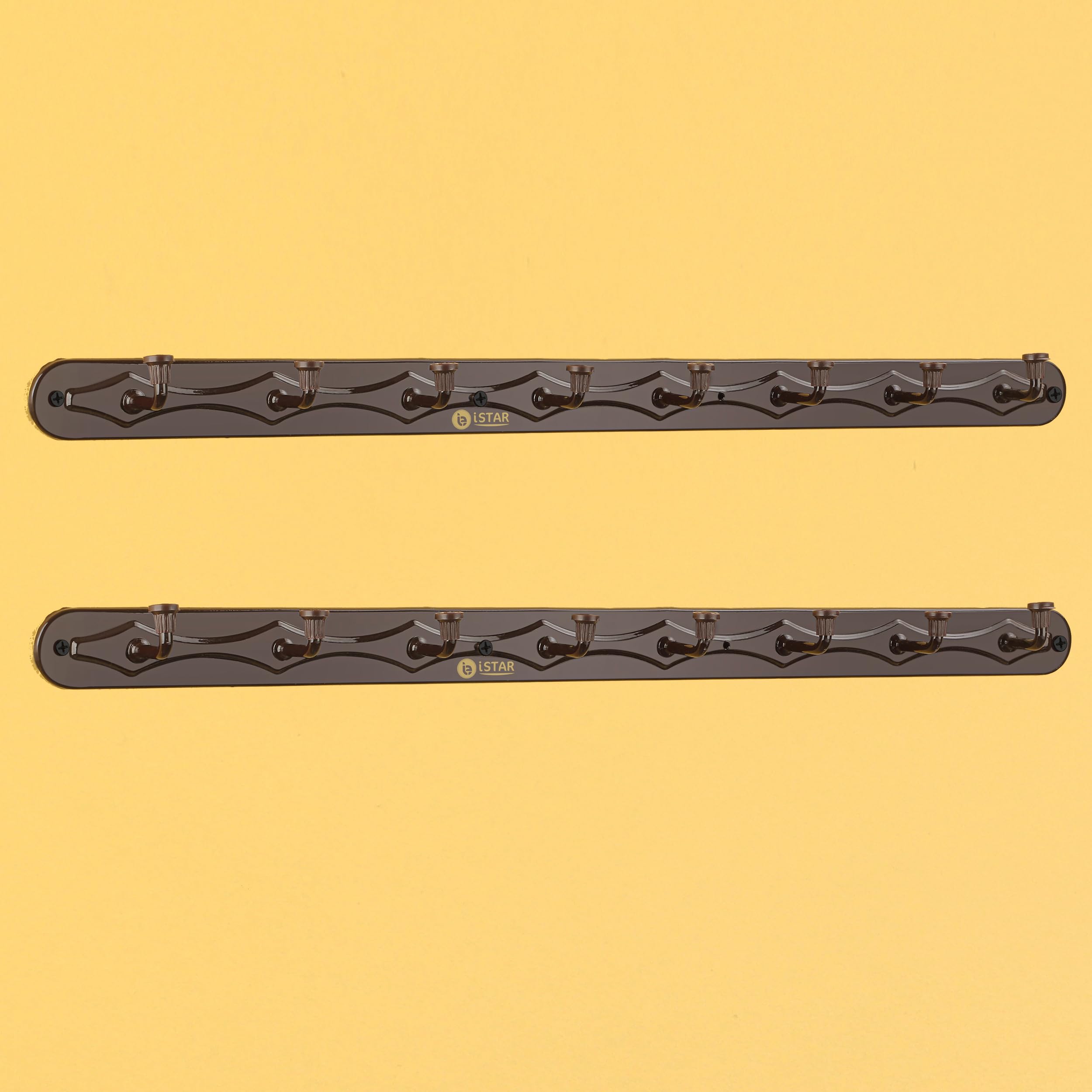 iSTAR Metal 8 Pin Hook Hanger Rail/Towel Rod/Hook Rail For Bathroom And Kitchen Door Wall Bedroom Bathroom Robe Tiered Shelf Hooks Rail For Hanging Round Shape Hook (Color-Brown) (Pack Of 2) (B0CPLLC9WR) Amazon Price History, Amazon Price Tracker