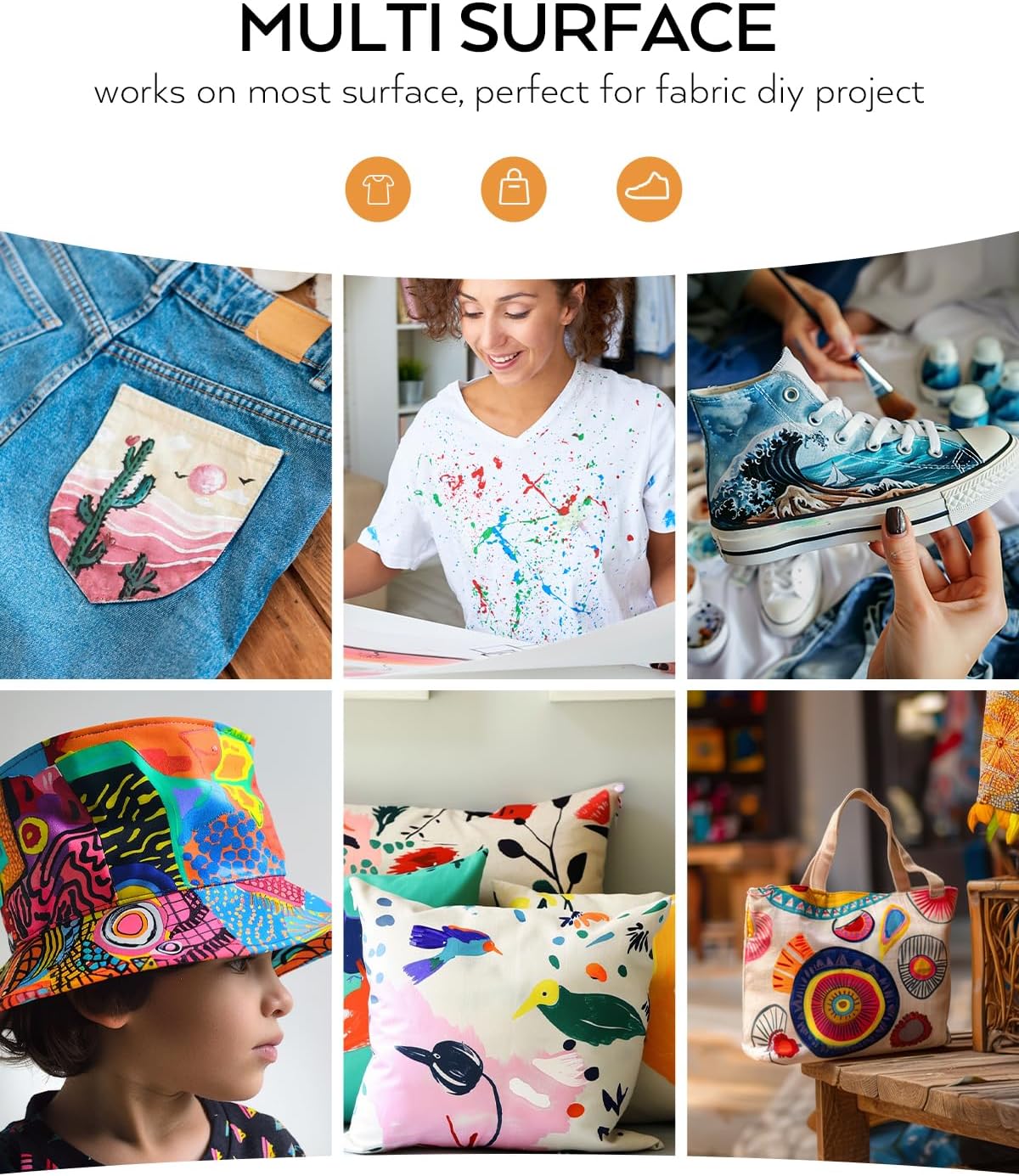 Nicpro 24 Colors Permanent Fabric Paint (8.45 oz, 250 ml) Soft Fabric Paint for Clothes, Non-Toxic Textile Paint for Fabric DIY Crafts, T-shirts, Shoes Jeans Bags Canvas for Adult with Color Wheel