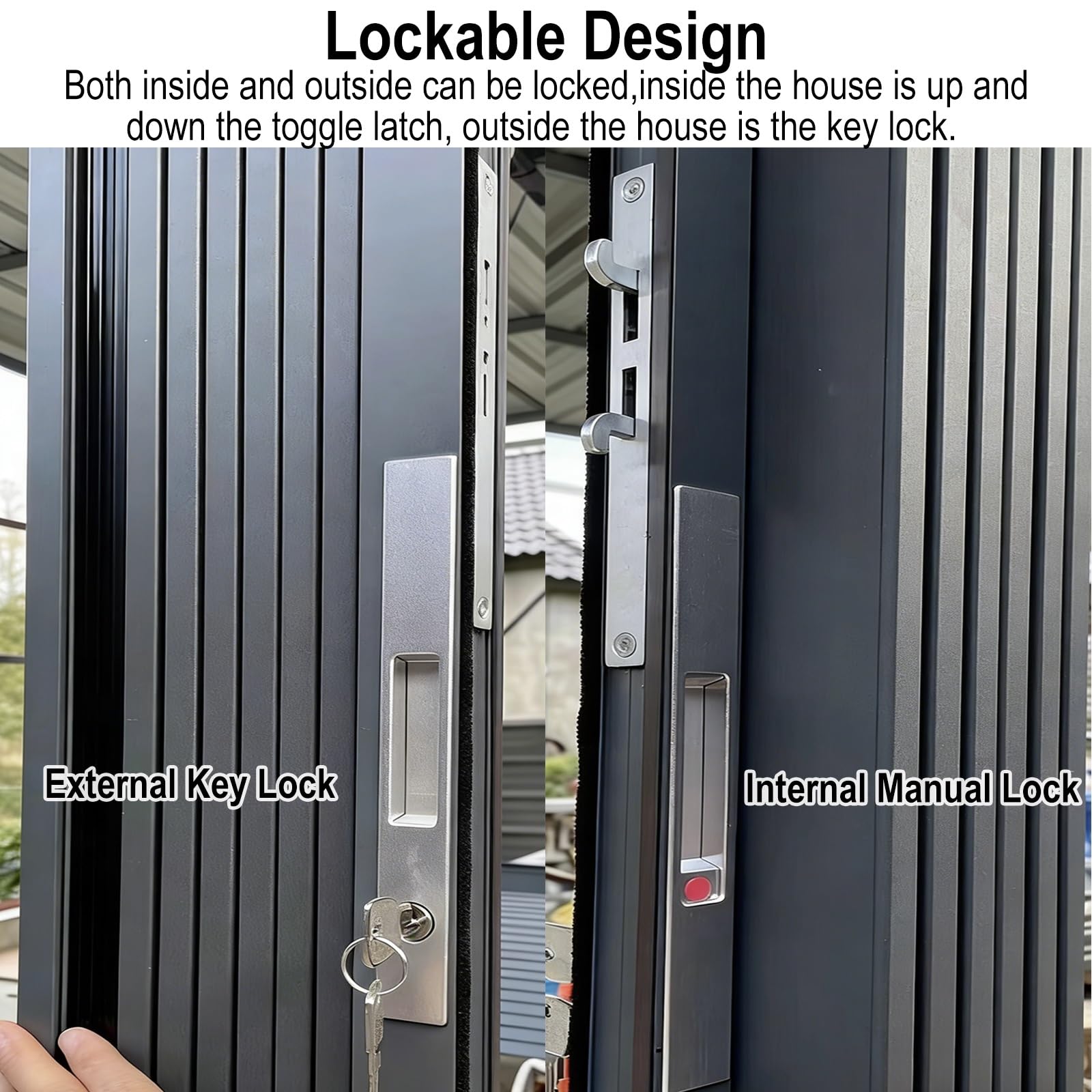 Porte coulissante Porte Accordéon en Alliage D'aluminium avec Serrure, Porte Pliante Grise pour Intérieur/Extérieur, Séparation Coulissante pour Dressing/Salle de Bain(40x40cm)