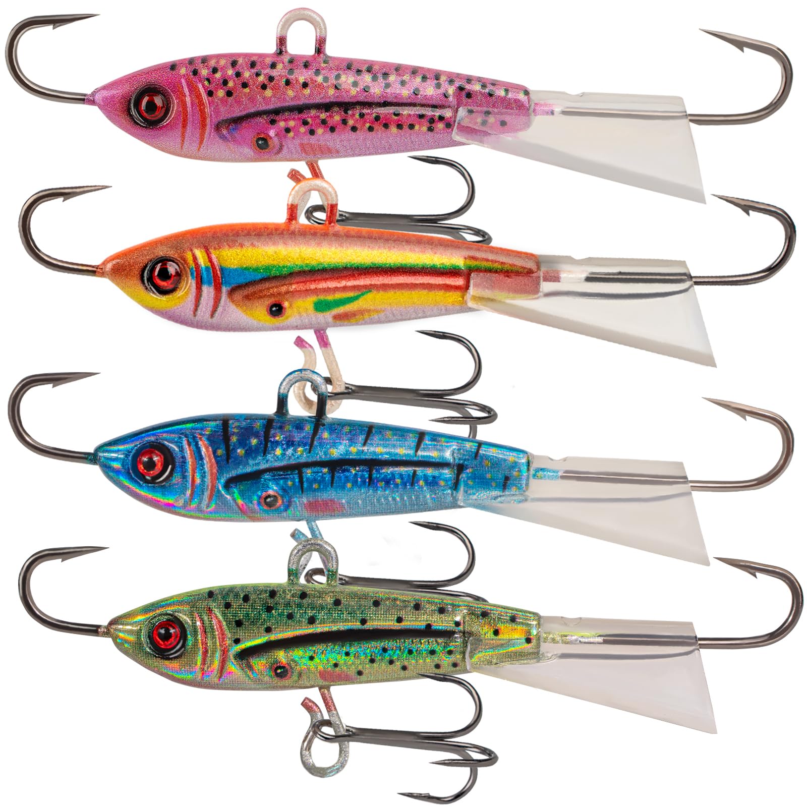 bulk ice fishing lures Jig with Painted Eye 5/16oz Winter Lure Black Chrome Dr.Fish 132pcs Ice Fishing Lures